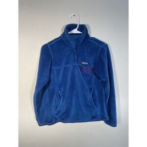 Patagonia Fleece Sweater Womens XS 1/4‎ Button Dark Blue Pullover Polartec